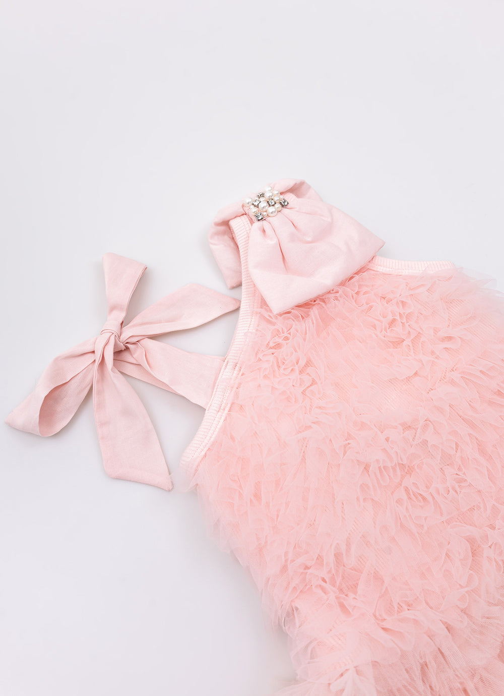 Vestido Festa Tule Frufru Laço Puffer