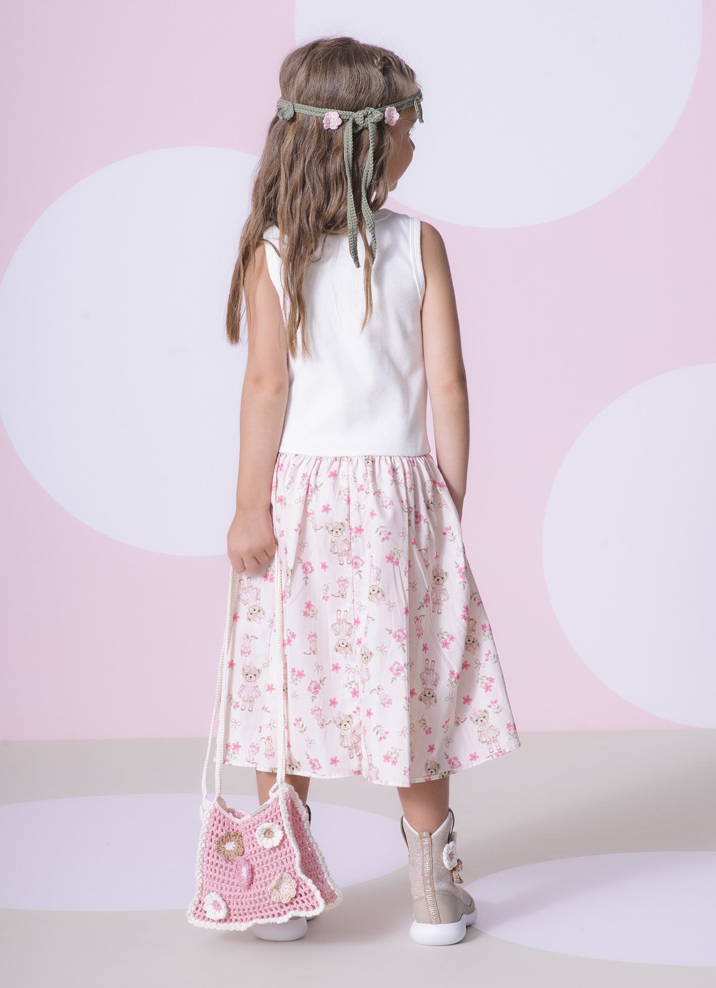 Vestido Ribana Botinha Saia Algodão