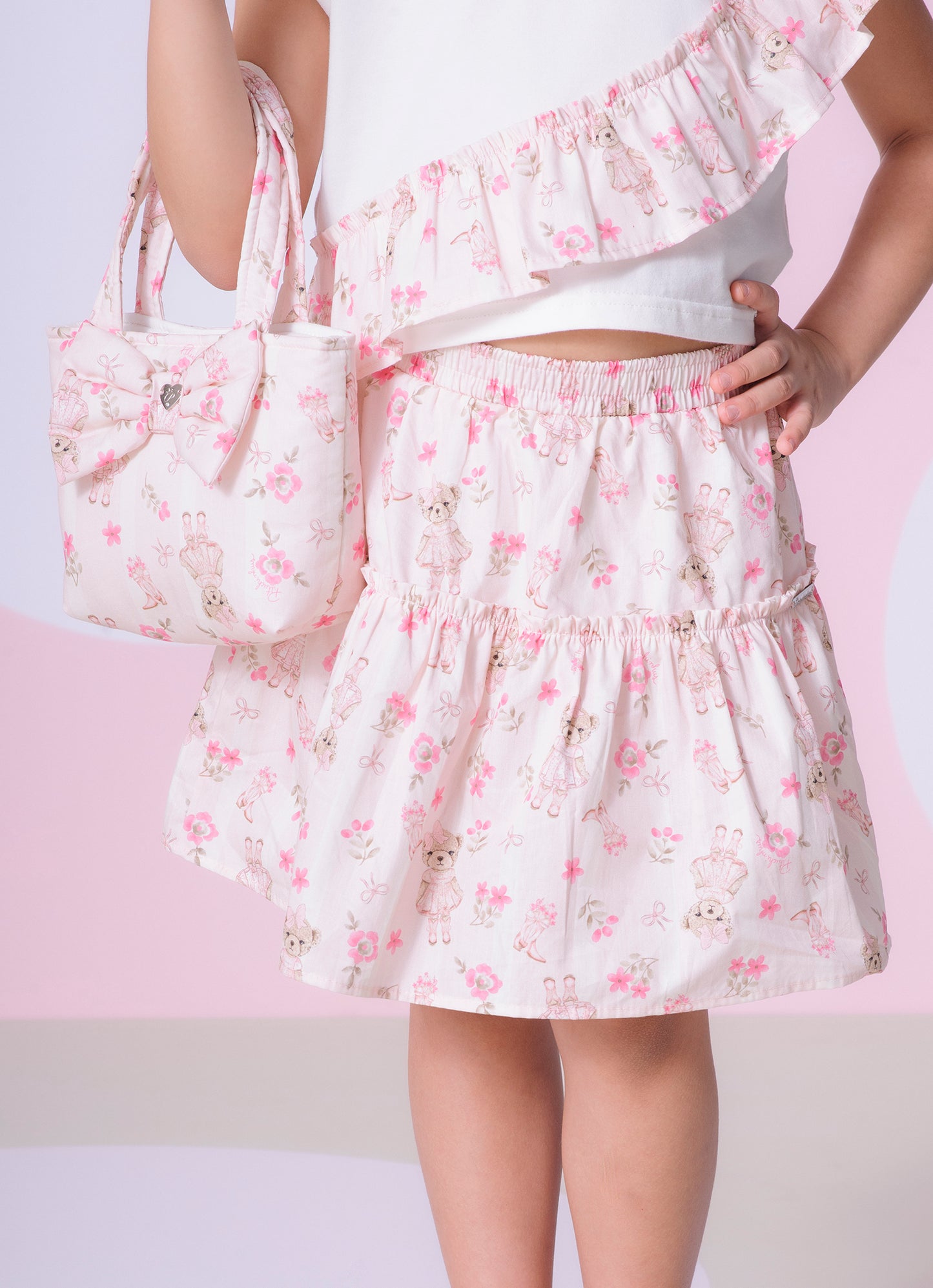 Bolsa Algodão Estampado Laço Puffer