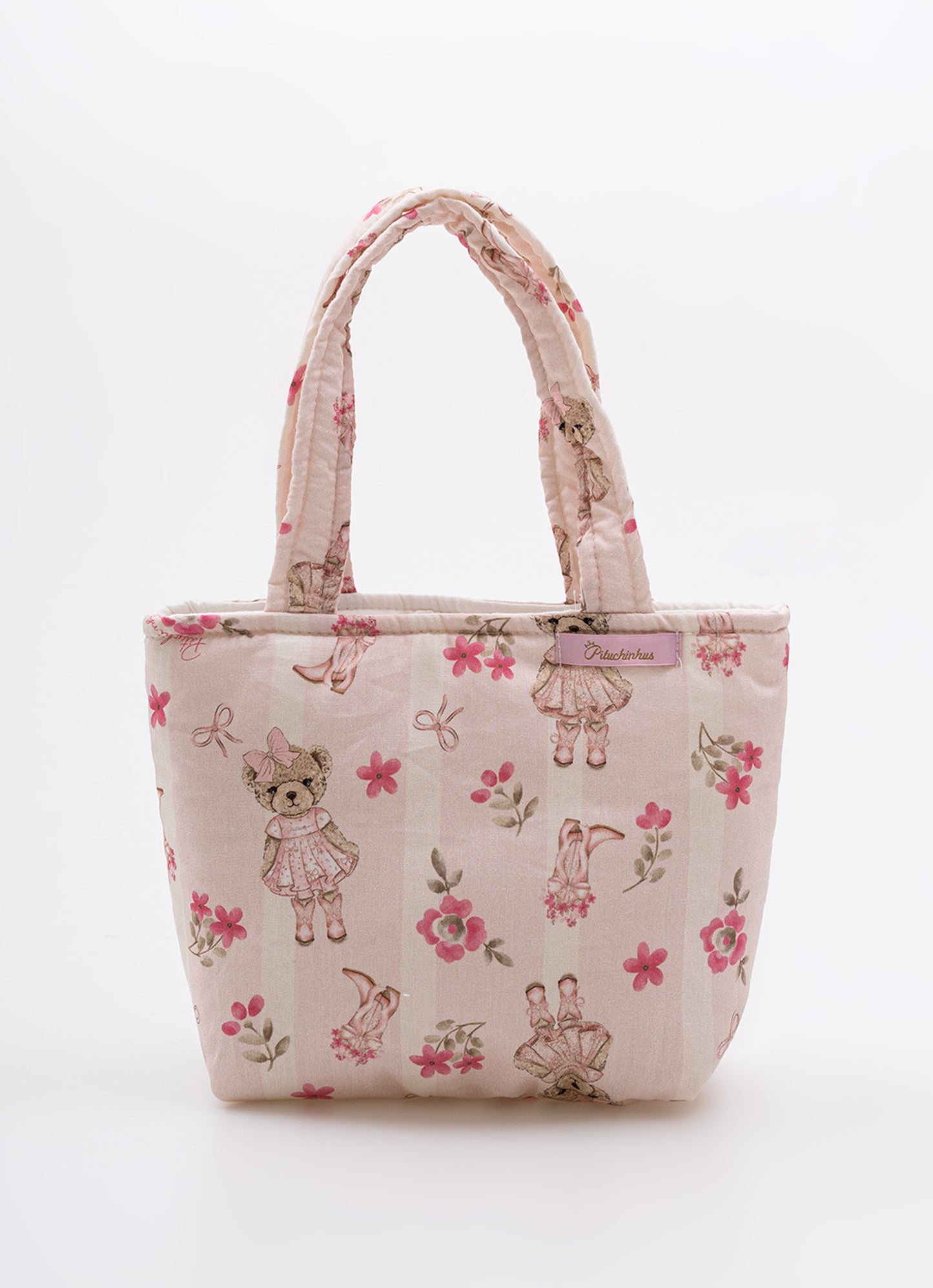 Bolsa Algodão Estampado Laço Puffer