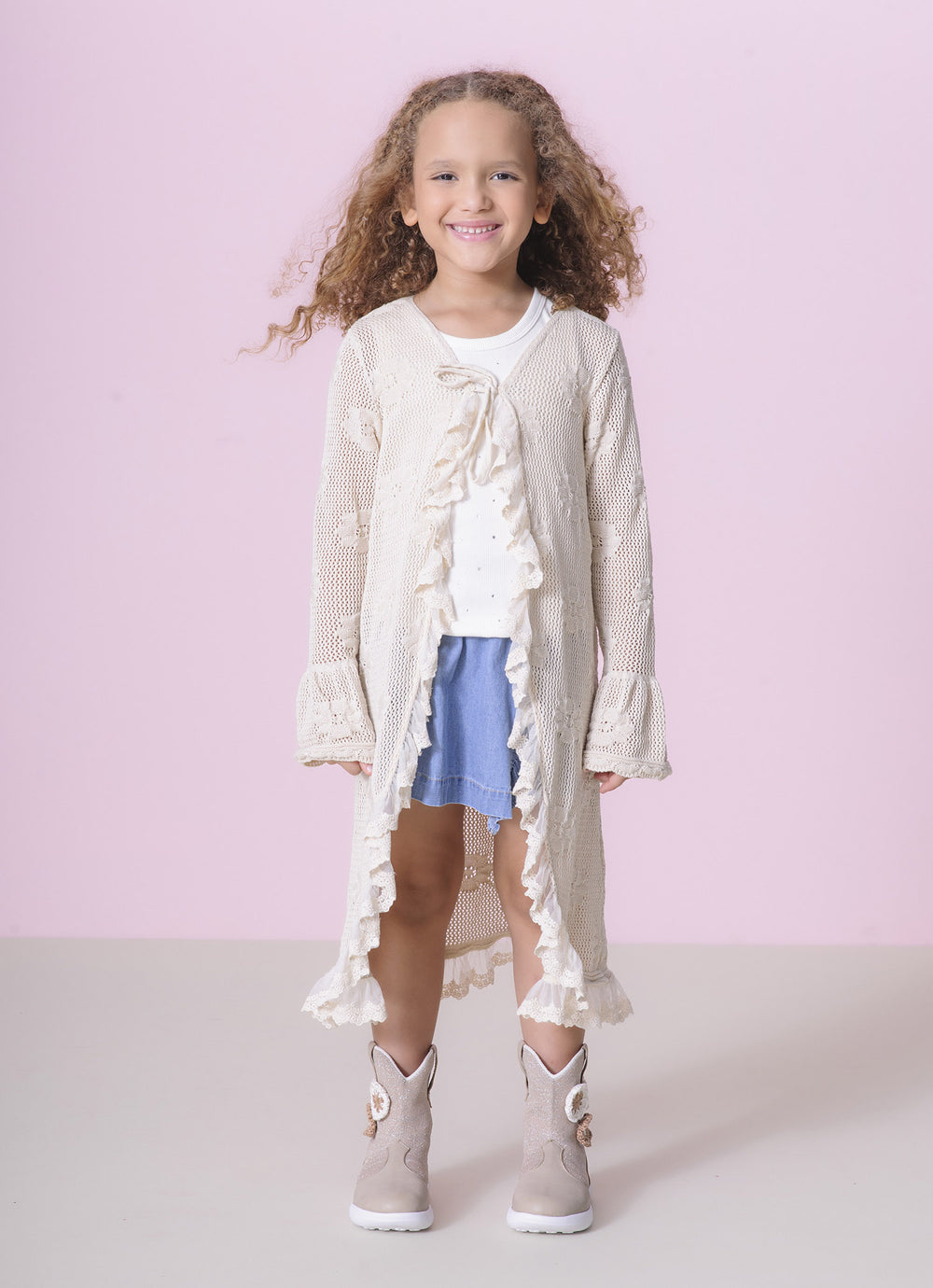Maxi Casaco Tricot Rendado