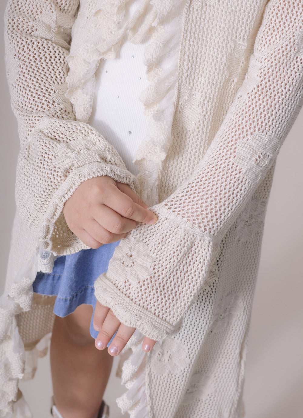 Maxi Casaco Tricot Rendado