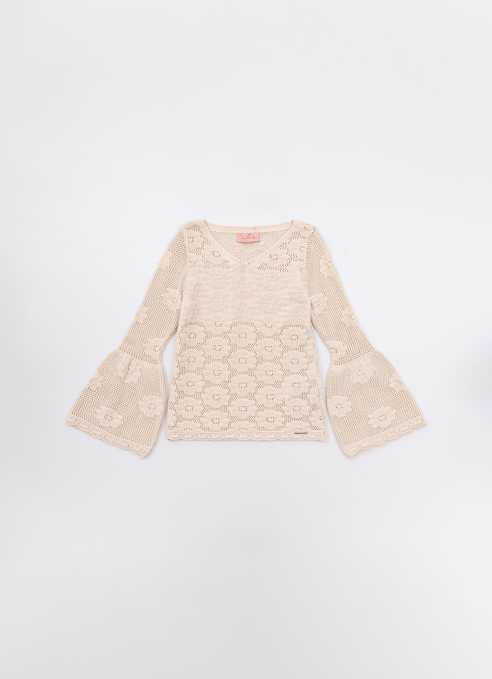 Blusa Tricot Rendado Manga Longa