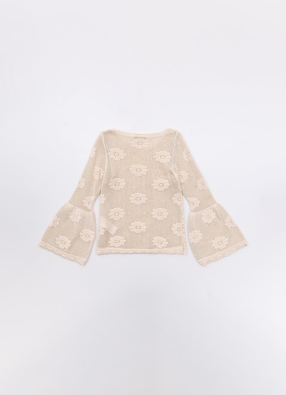 Blusa Tricot Rendado Manga Longa