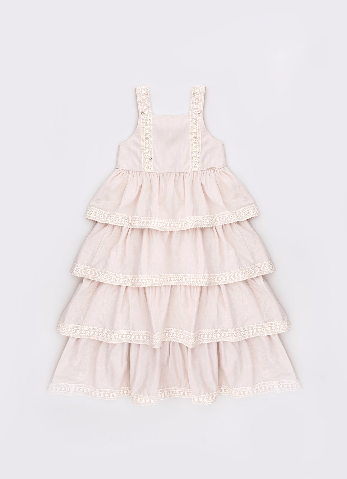 Vestido Midi Babados Renda