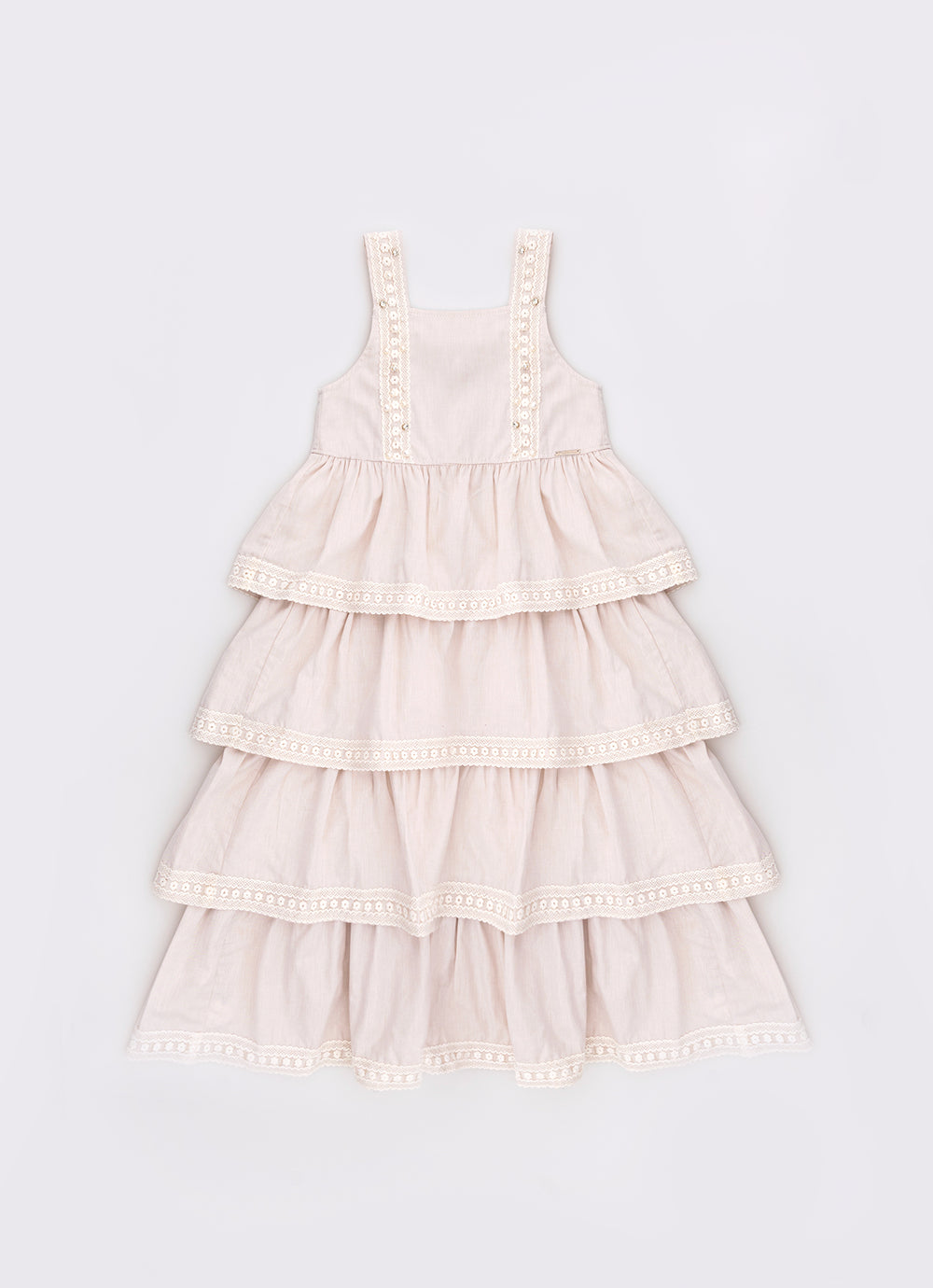 Vestido Midi Babados Renda
