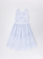 Vestido Tricoline Listrado Babadinhos e Laçinhos