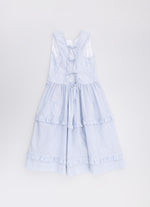 Vestido Tricoline Listrado Babadinhos e Laçinhos
