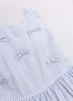 Vestido Tricoline Listrado Babadinhos e Laçinhos