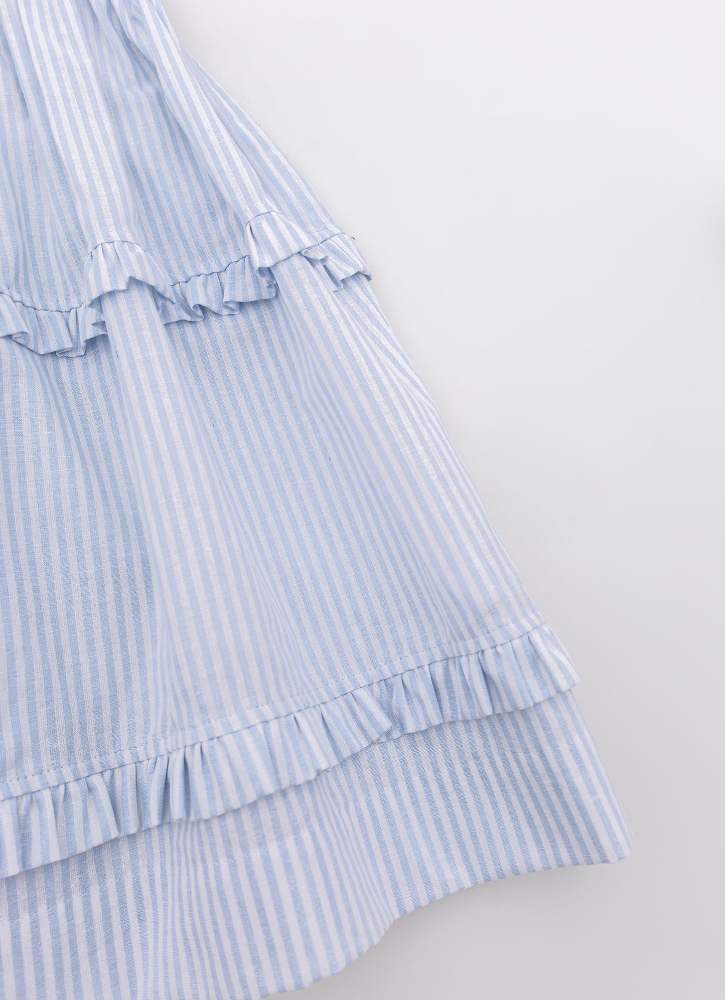 Vestido Tricoline Listrado Babadinhos e Laçinhos