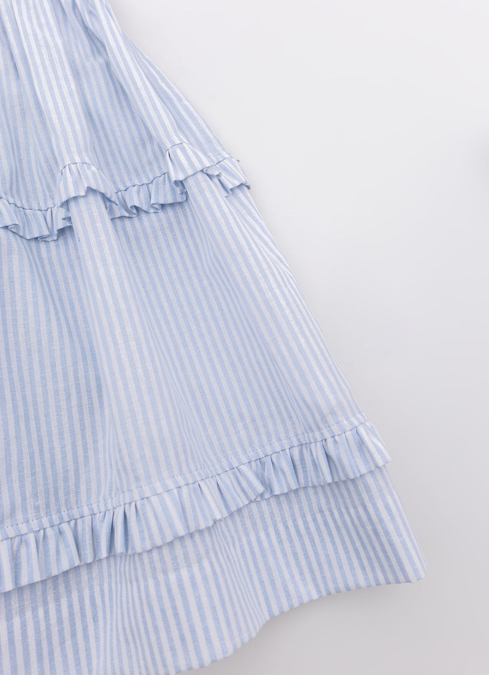 Vestido Tricoline Listrado Babadinhos e Laçinhos