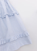 Vestido Tricoline Listrado Babadinhos e Laçinhos