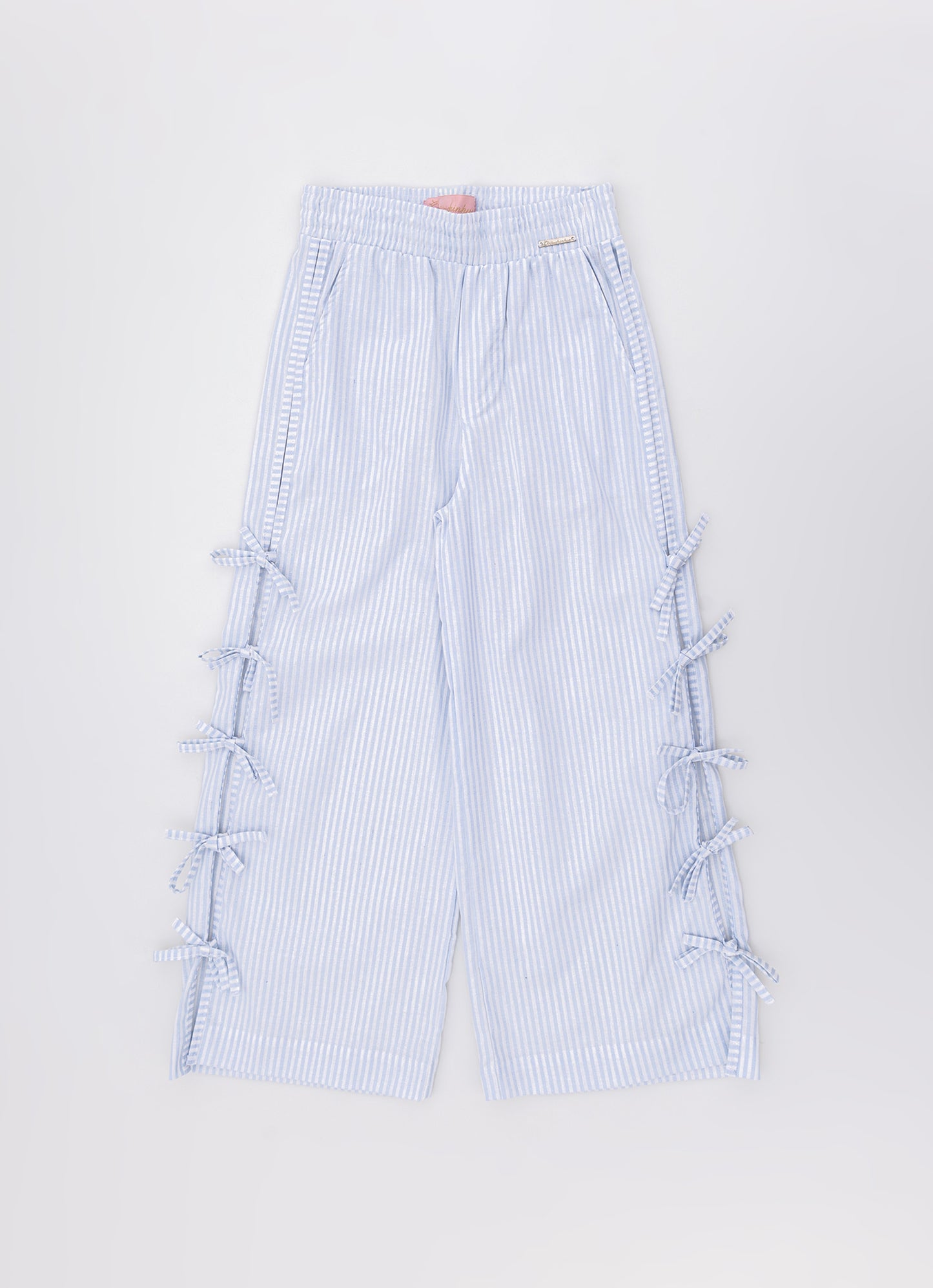 Calça Reta Algodão Mini Laços Lateral