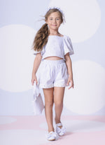 Blusa Cropped Tricoline Renda Bordada