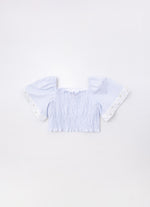 Blusa Cropped Tricoline Renda Bordada