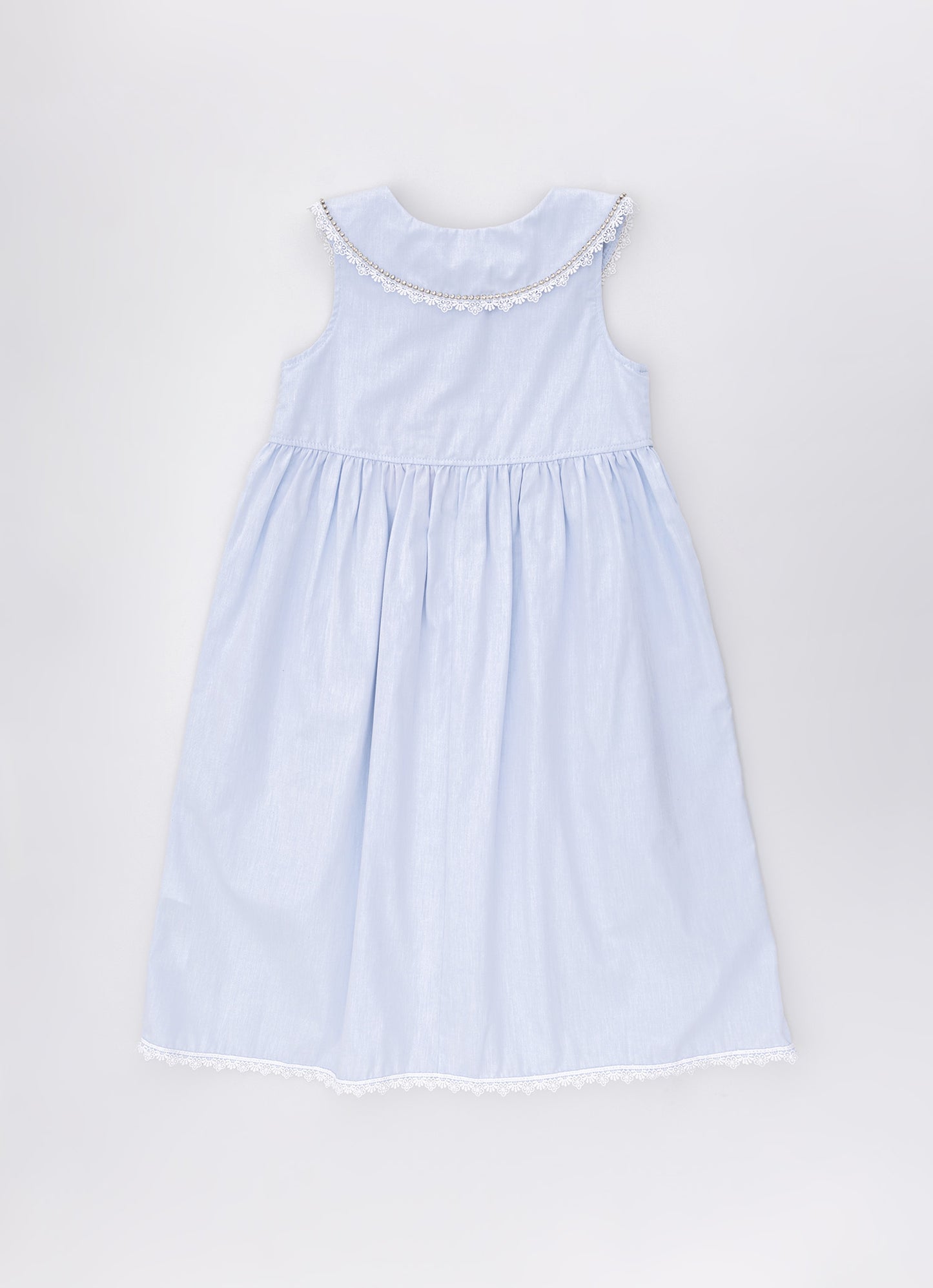 Vestido Algodão Botões Golinha Renda