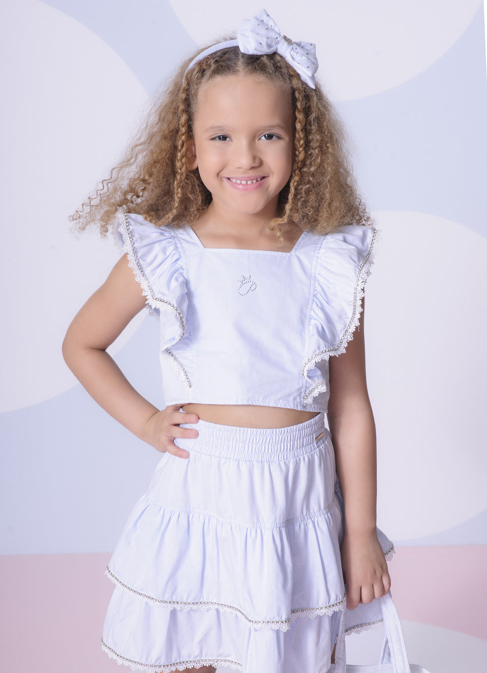 Blusa Cropped Tricoline Babado