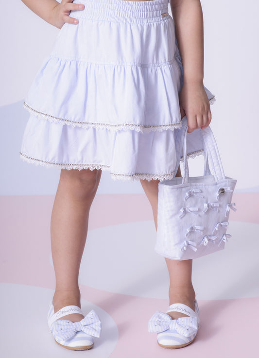 Saia Short Tricoline Babados Saia Short Tricoline Babados