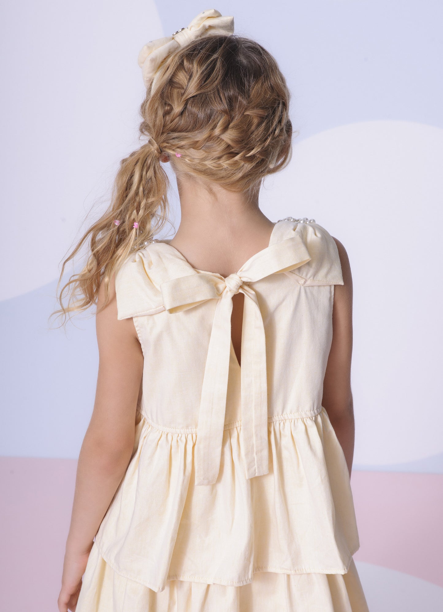 Vestido Algodão Babados Ombro Bordado