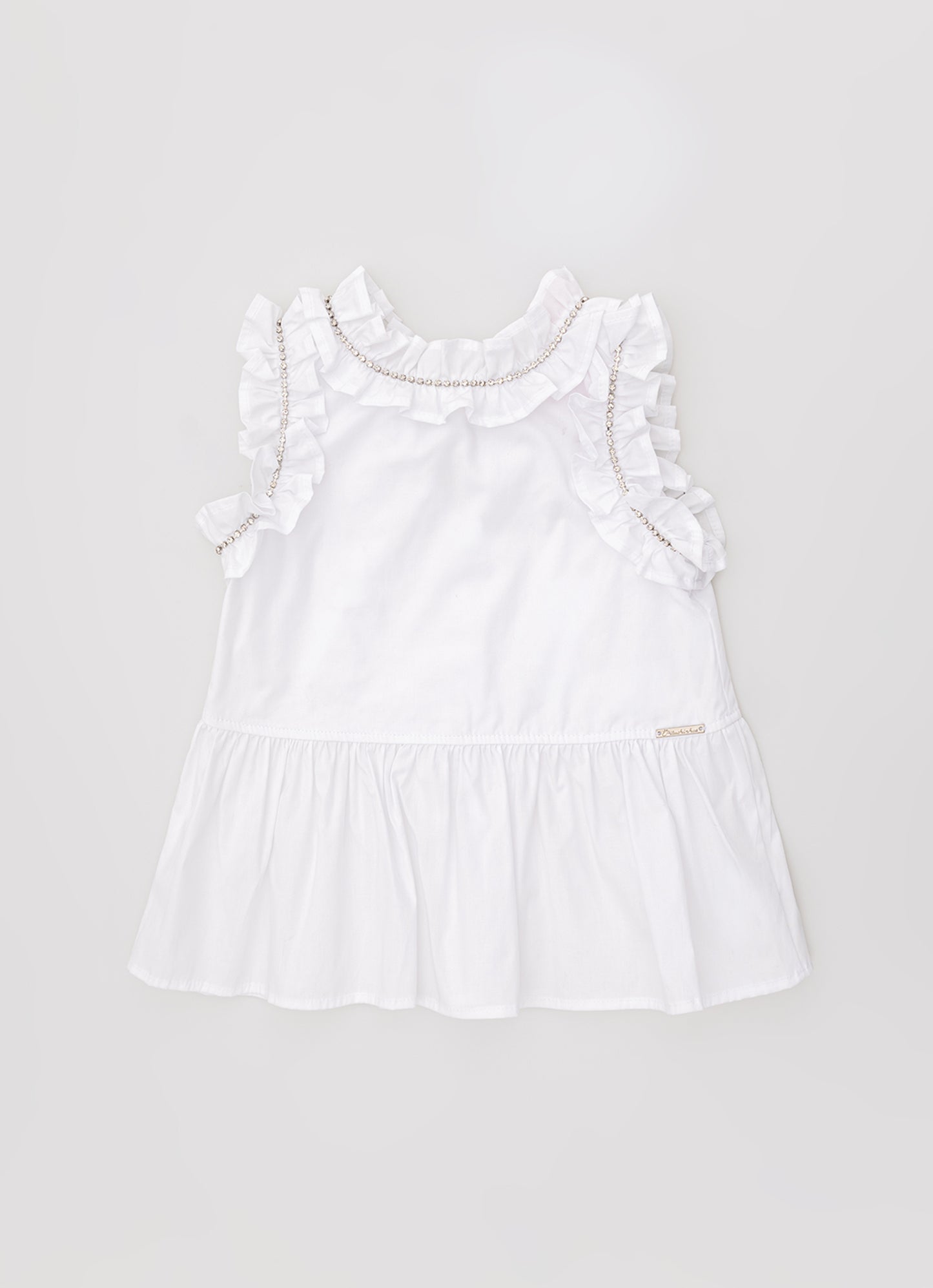 Blusa Tricoline Babado e Frufru Cristal