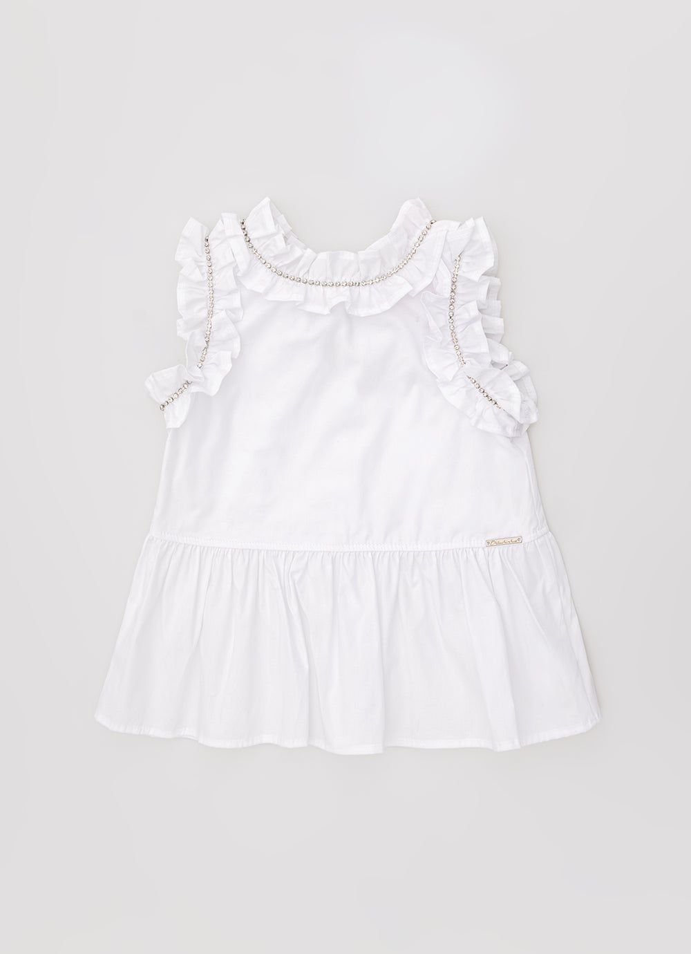 Blusa Tricoline Babado e Frufru Cristal