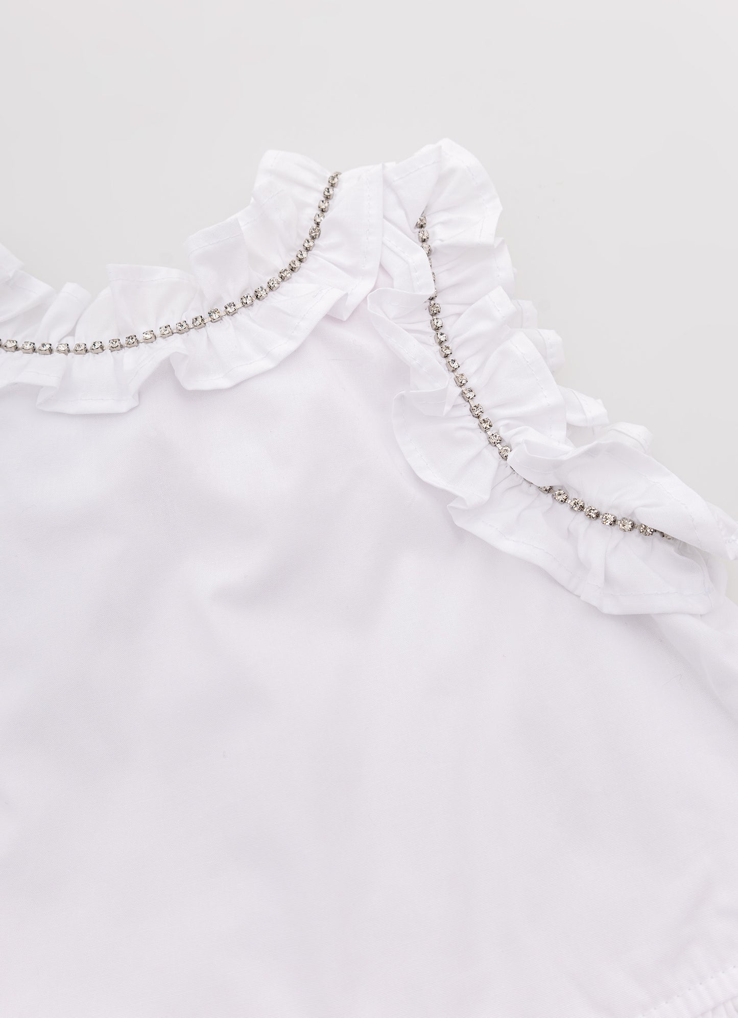 Blusa Tricoline Babado e Frufru Cristal