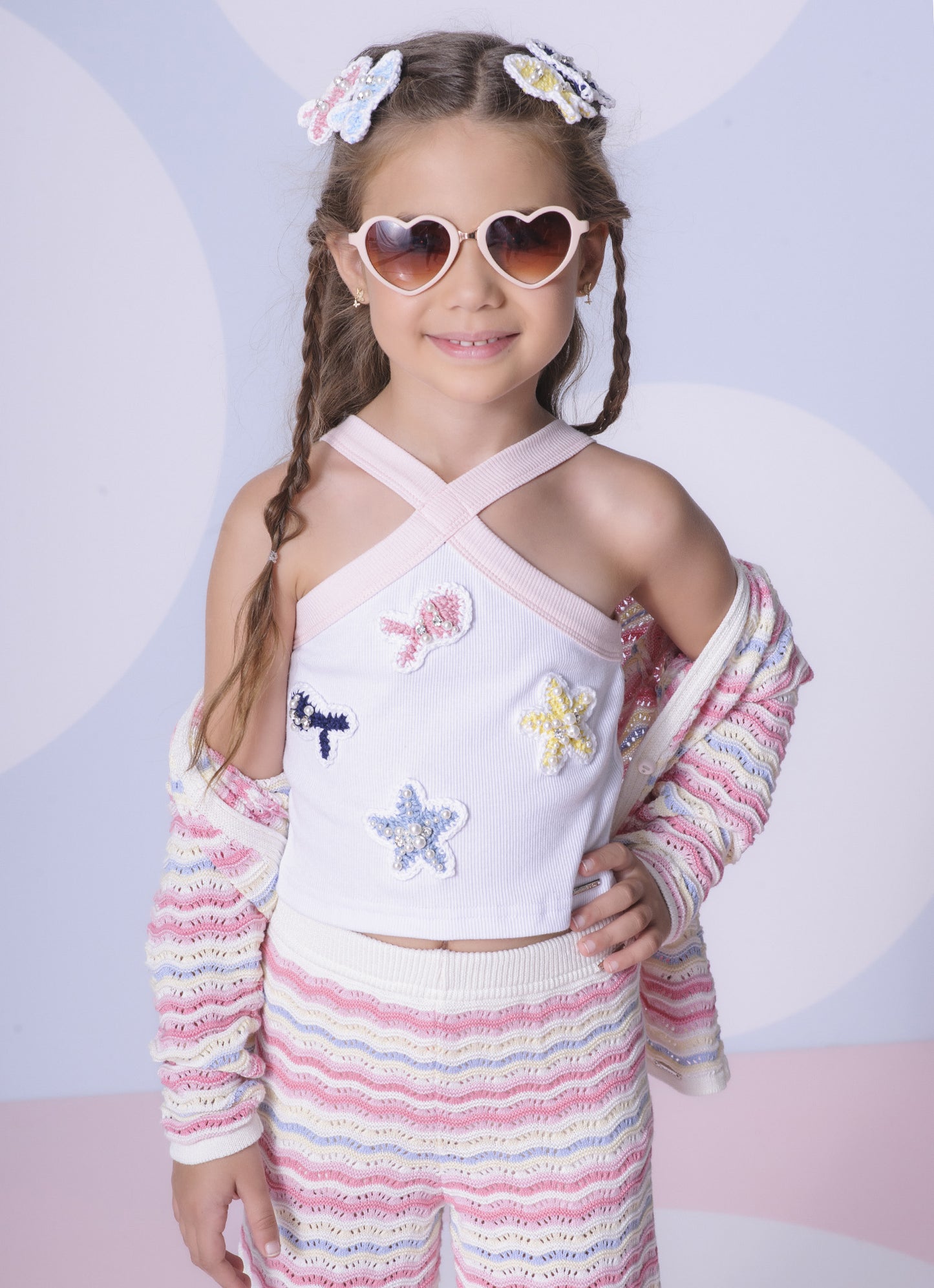 Blusa Cropped Ribana Peixes e Estrela Mar