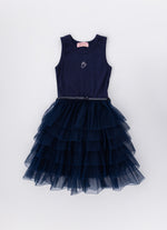 Vestido Rib Saia Babados Tule com Cinto