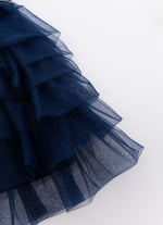 Vestido Rib Saia Babados Tule com Cinto