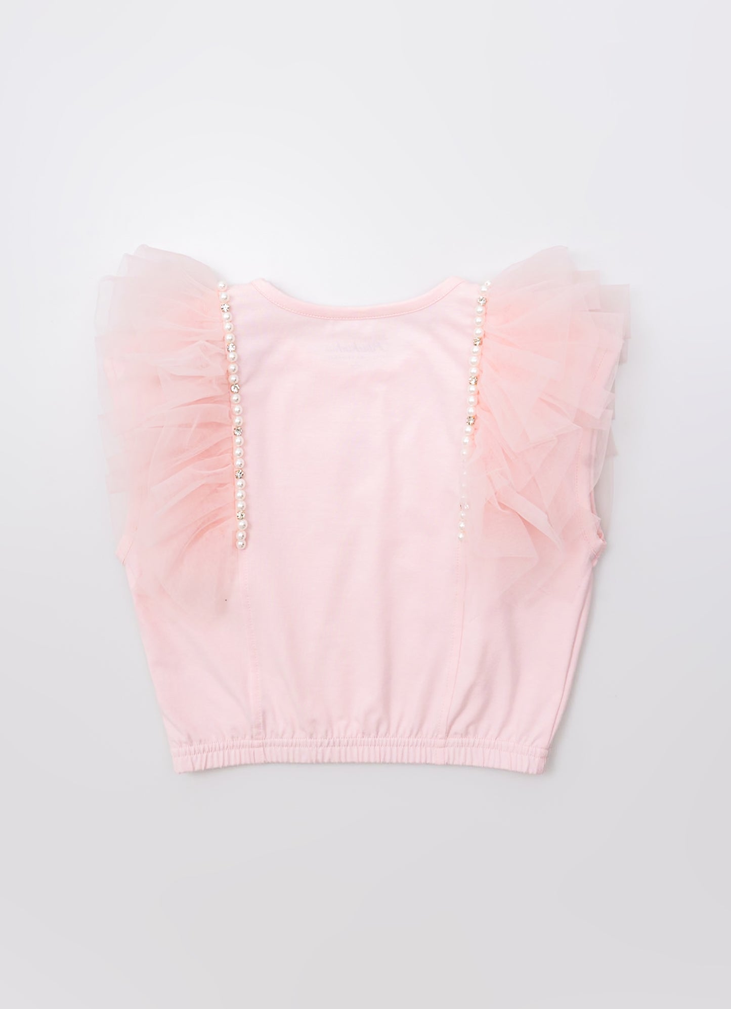 Blusa Cotton Babado Tule Bordados