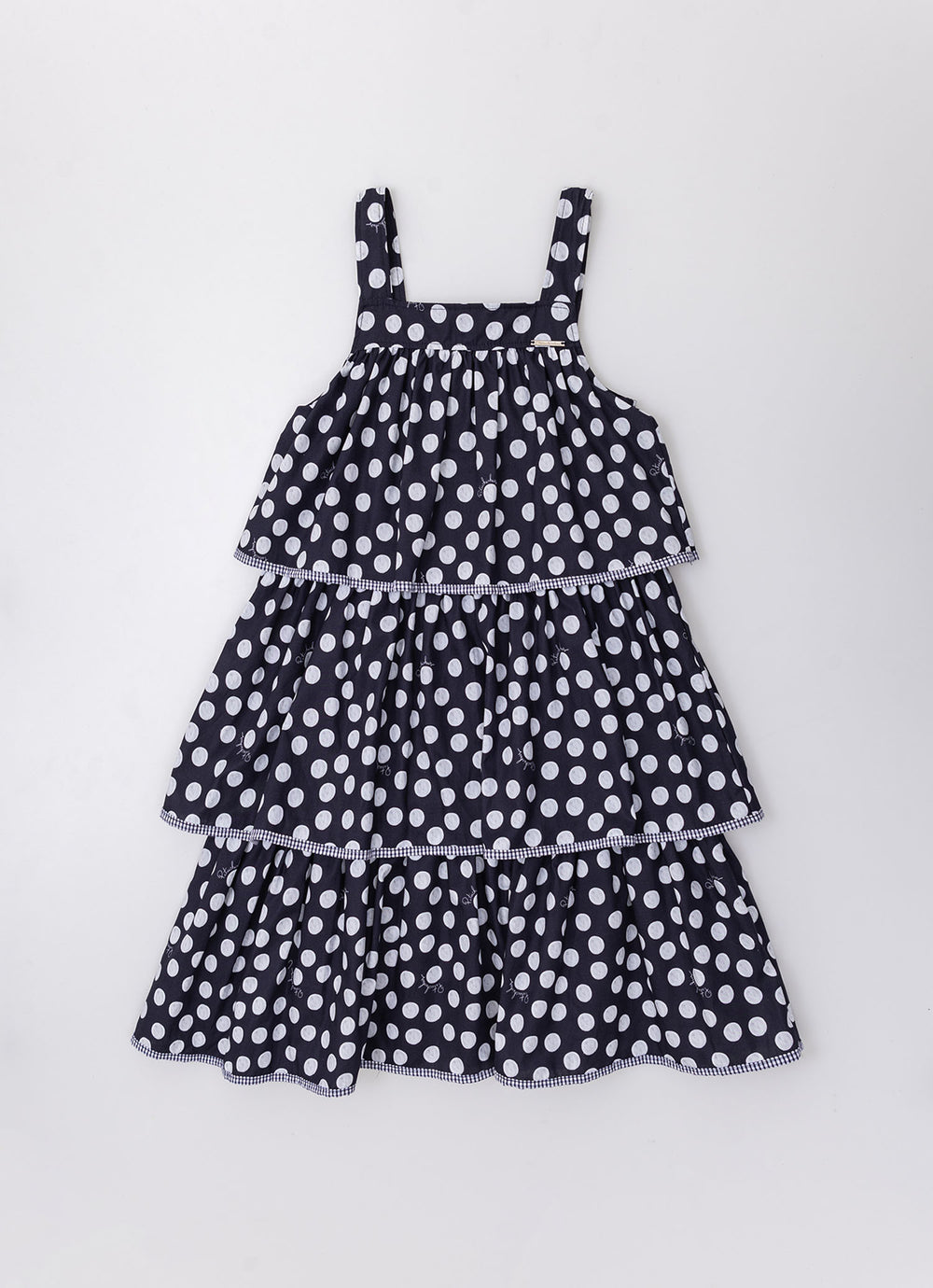 Vestido Algodão Estampado Poá Babados