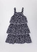 Vestido Algodão Estampado Poá Babados