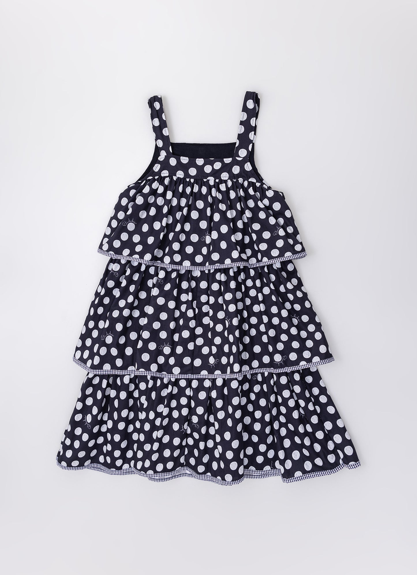 Vestido Algodão Estampado Poá Babados