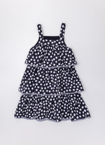 Vestido Algodão Estampado Poá Babados