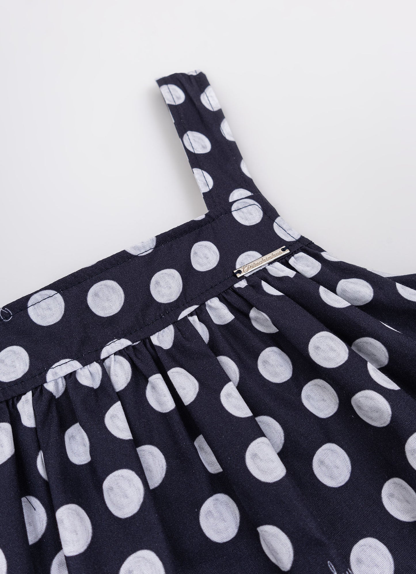 Vestido Algodão Estampado Poá Babados