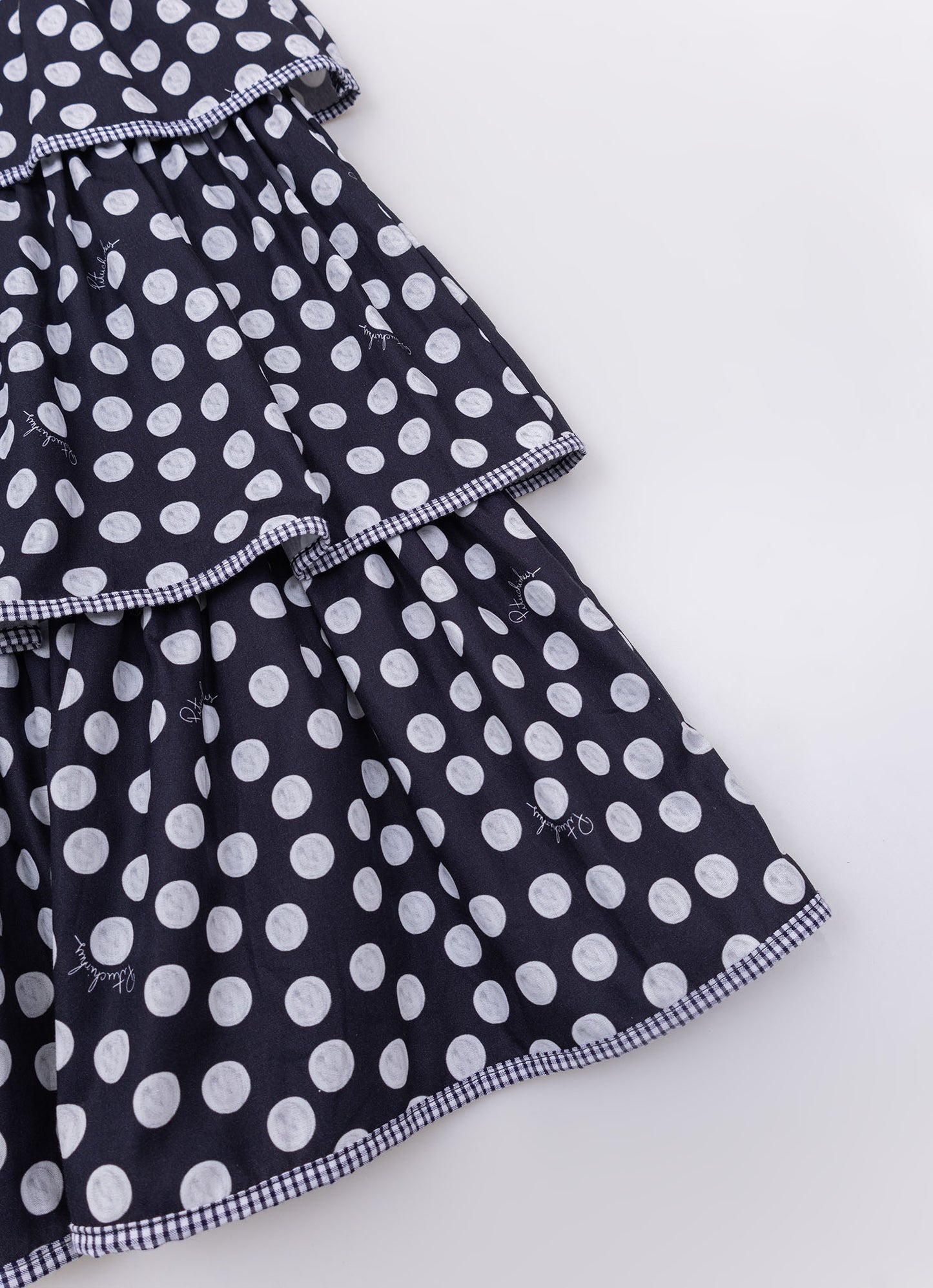 Vestido Algodão Estampado Poá Babados