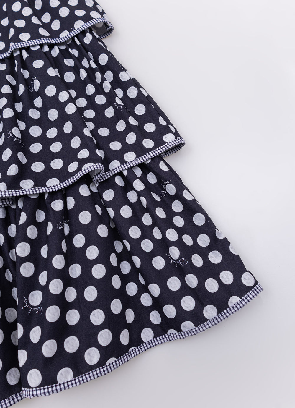 Vestido Algodão Estampado Poá Babados