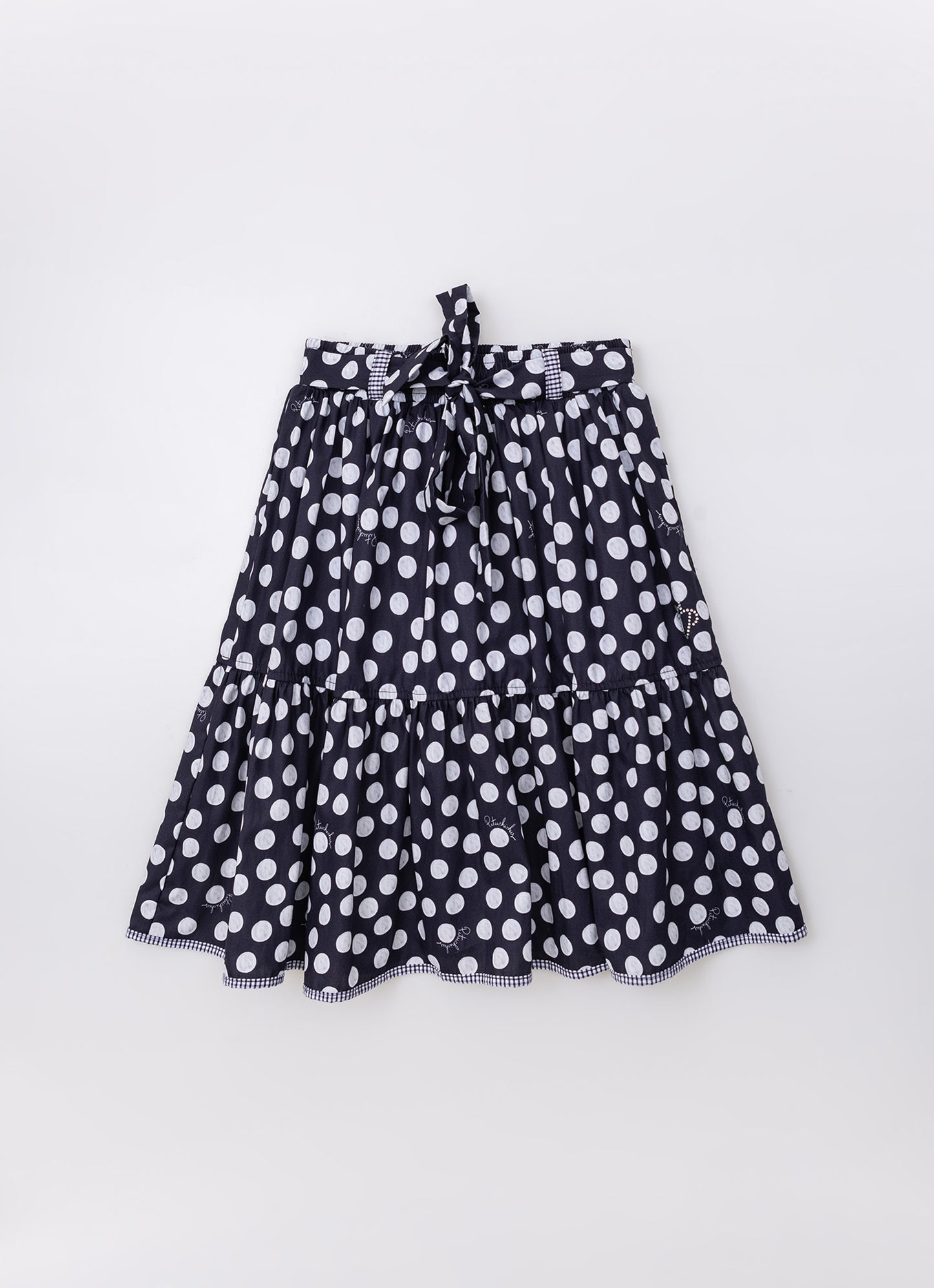 Saia Short Midi Estampada Poá com Cinto