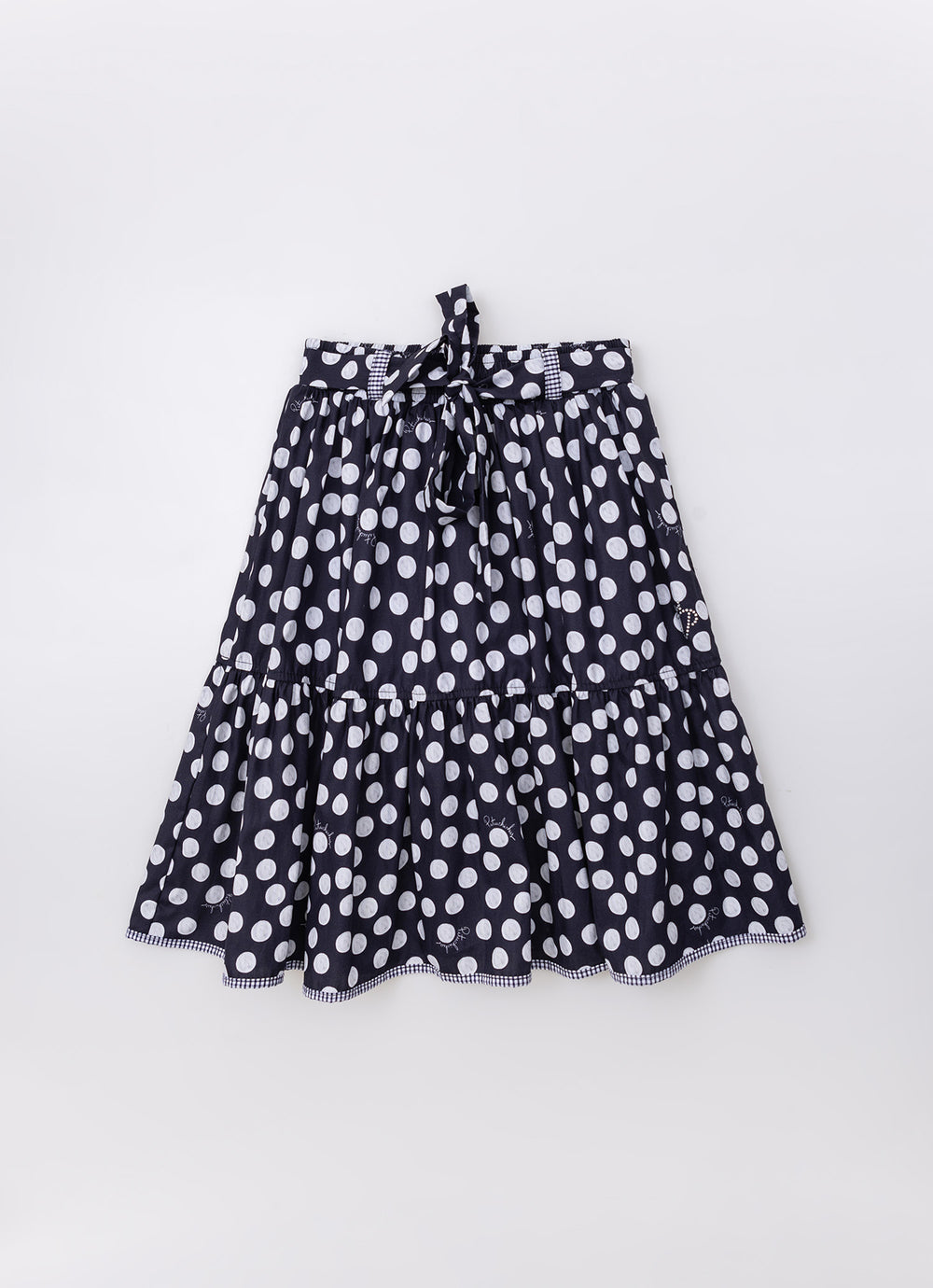 Saia Short Midi Estampada Poá com Cinto