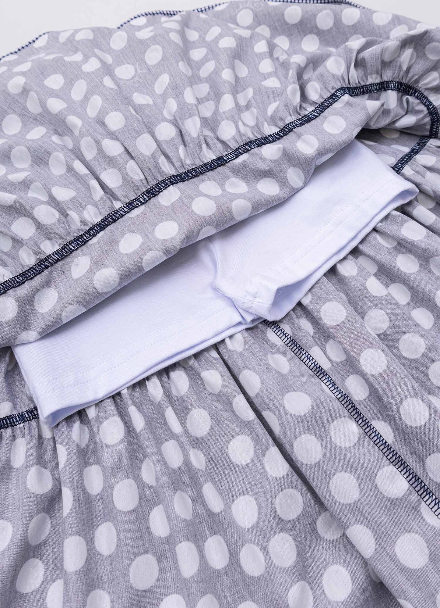 Saia Short Midi Estampada Poá com Cinto