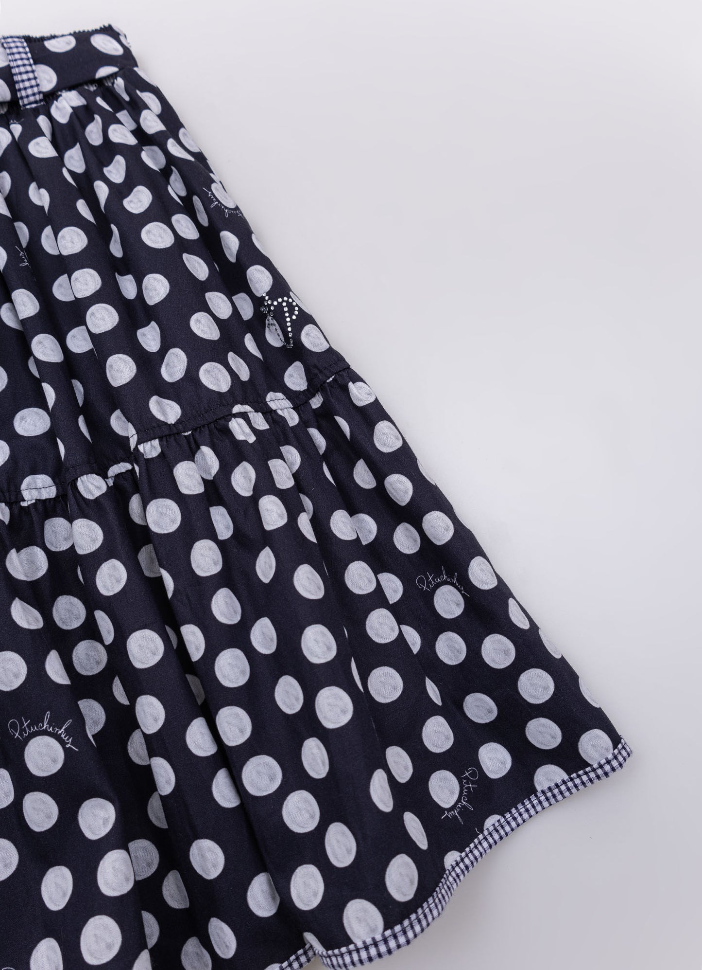 Saia Short Midi Estampada Poá com Cinto