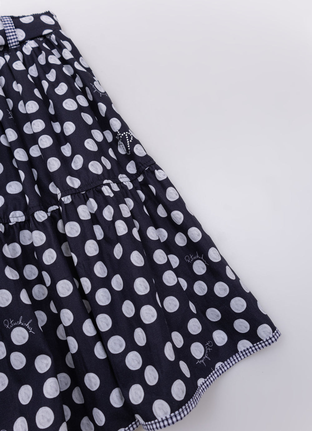 Saia Short Midi Estampada Poá com Cinto