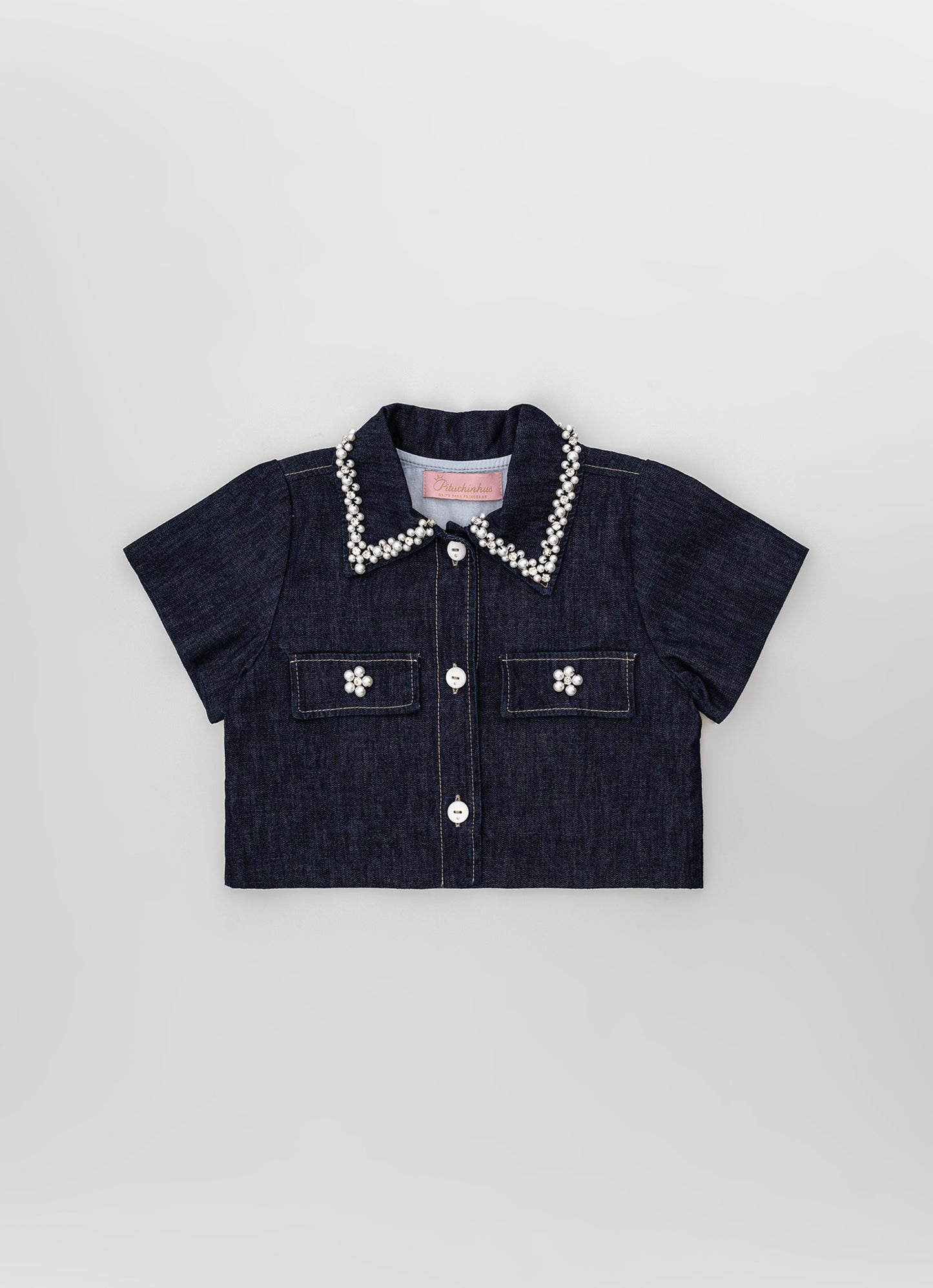 Casaqueto Jeans Fino Bordado Gola