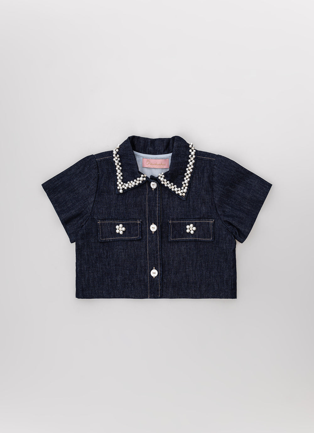 Casaqueto Jeans Fino Bordado Gola