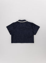 Casaqueto Jeans Fino Bordado Gola