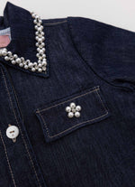 Casaqueto Jeans Fino Bordado Gola