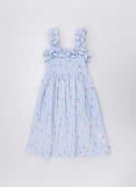 Vestido Algodão Estampado Floral Azul