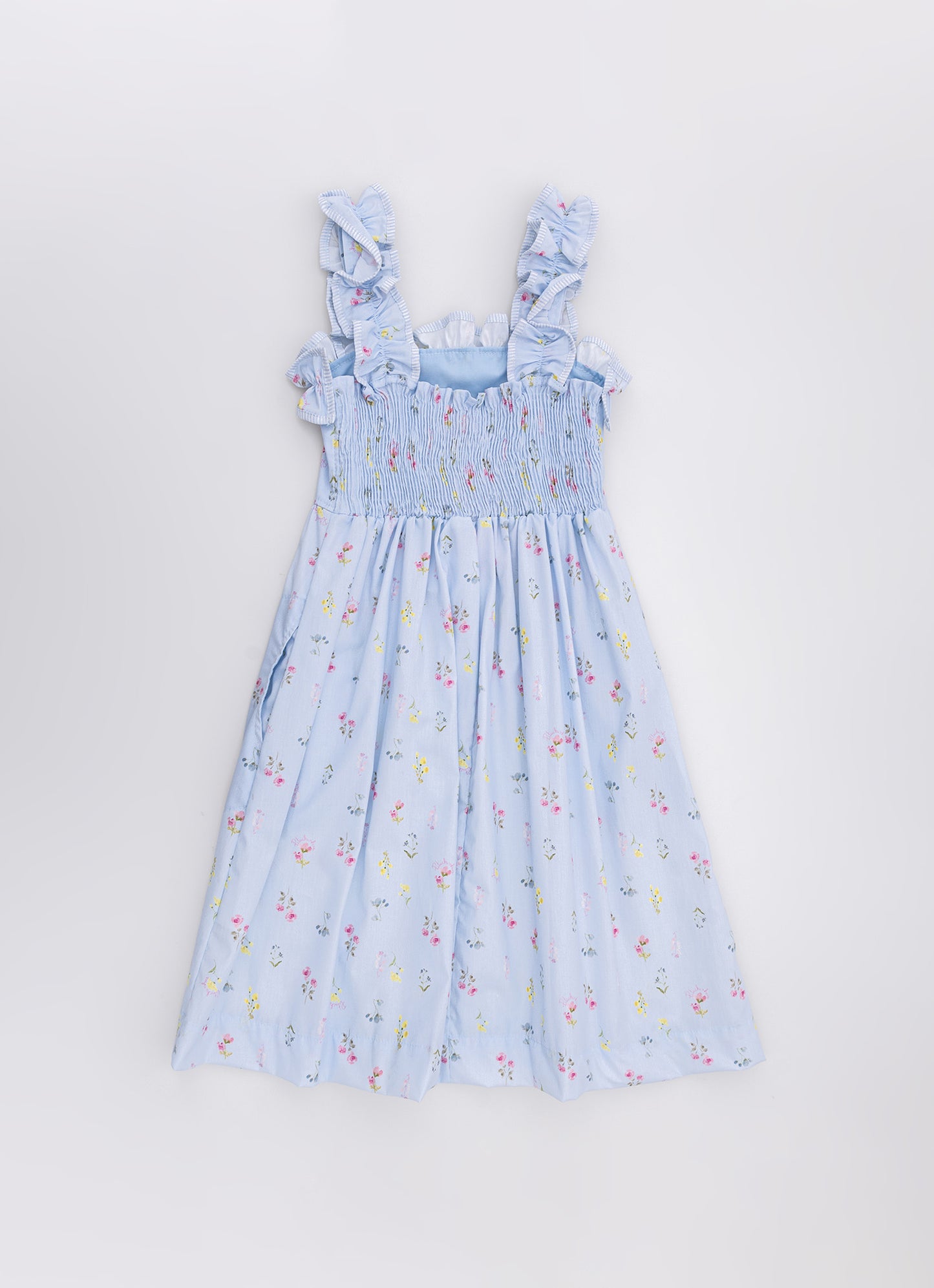 Vestido Algodão Estampado Floral Azul