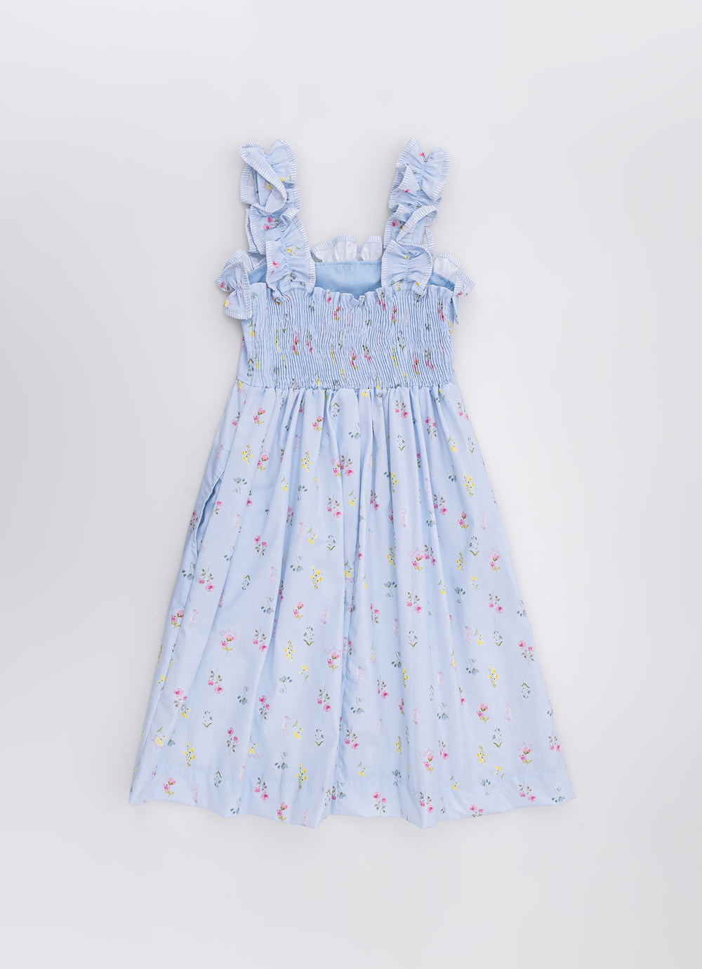 Vestido Algodão Estampado Floral Azul