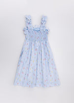 Vestido Algodão Estampado Floral Azul